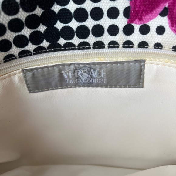 Versace Jeans Couture Canvas Floral Dotted Tropical Leaves Clutch Purse - Picture 7 of 11
